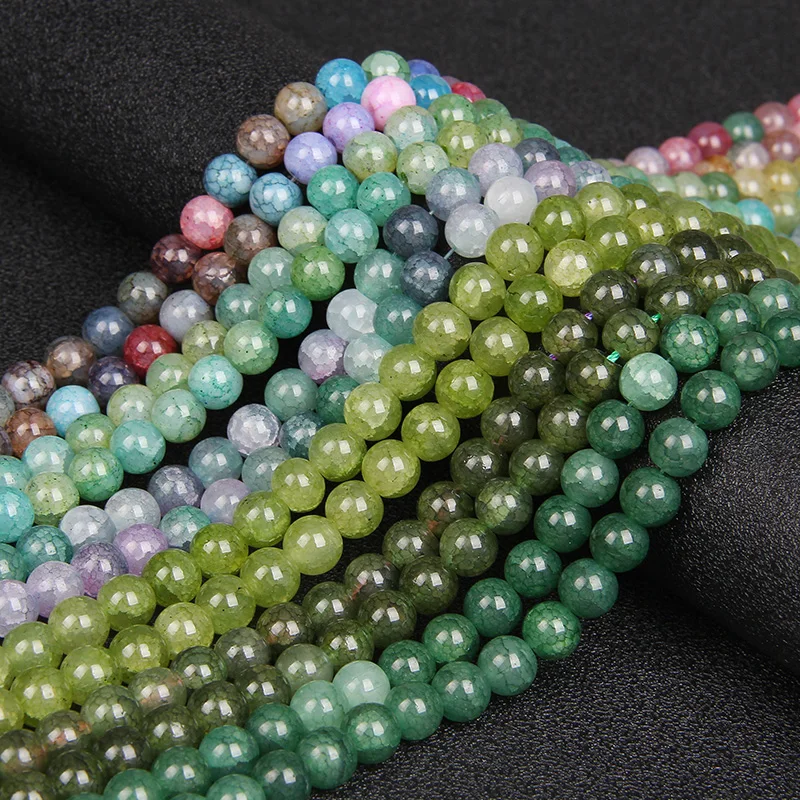

Natural Stone Green Agates Beads 8mm Round Dragon Veins Cracked Agates Loose Beads for Jewelry Making DIY Bracelet Necklace