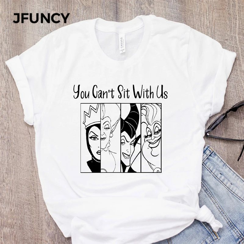 JFUNCY летняя футболка с принтом злой королевы женская хлопковая надписью You Can't Sit