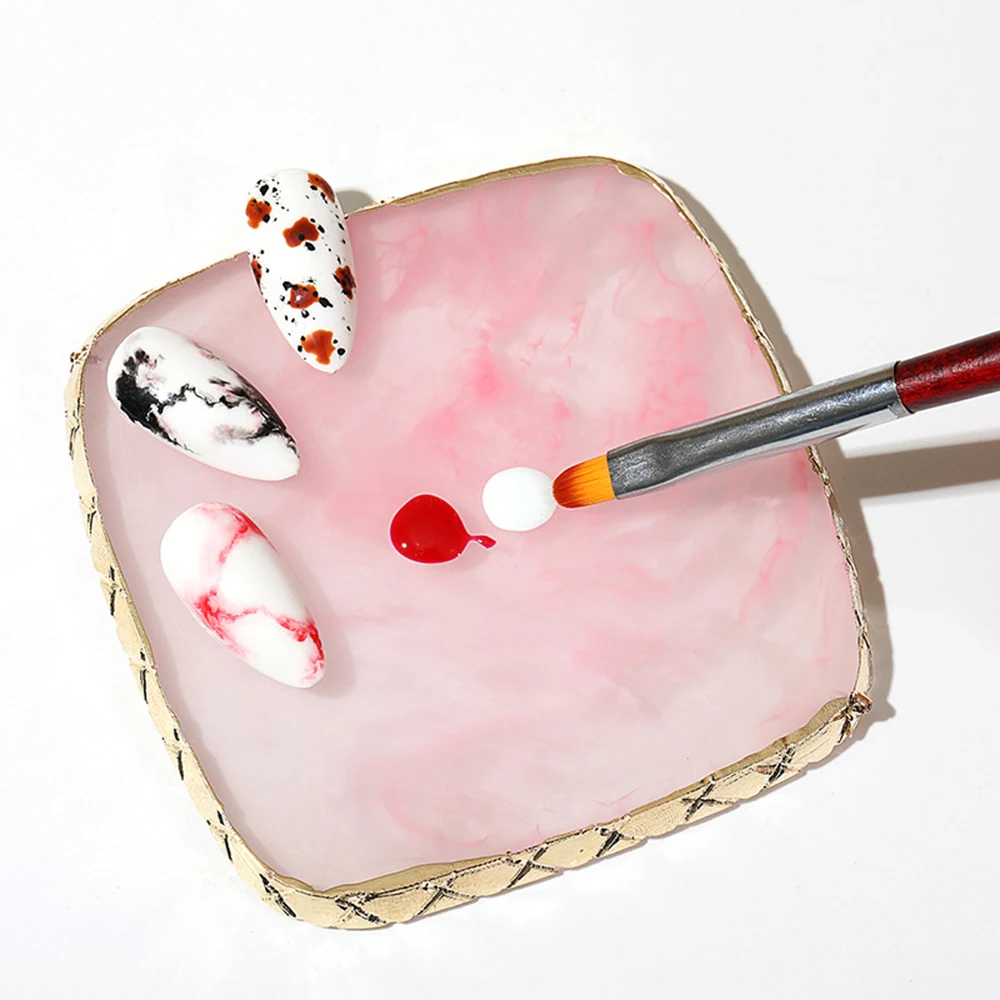 

1pcs Resin Stone Nail Art Palette False Tips Drawing Color Palette For Nail Color Mixing Display Manicure For Gel Polish