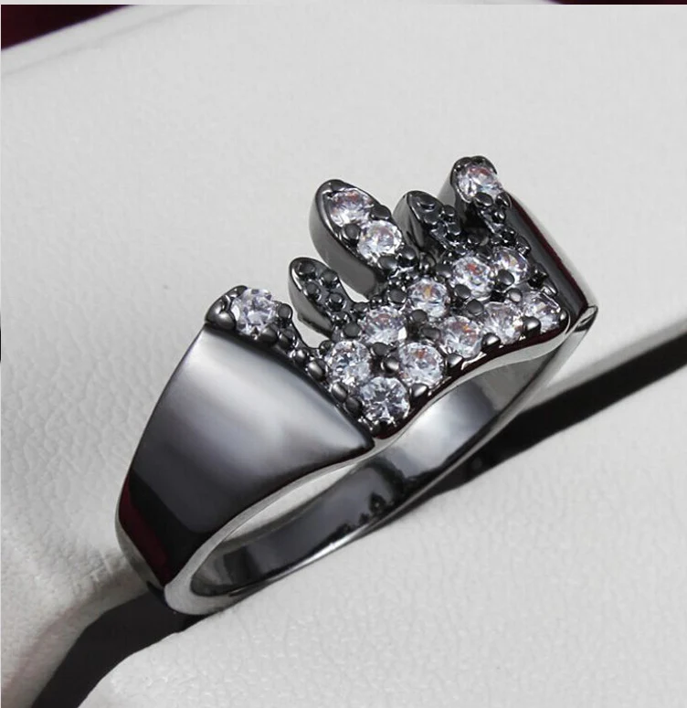 

YaYI Fine Jewelry Fashion Princess Cut Claw Set White Cubic Zirconia Black Color Engagement Wedding Party Couples Rings