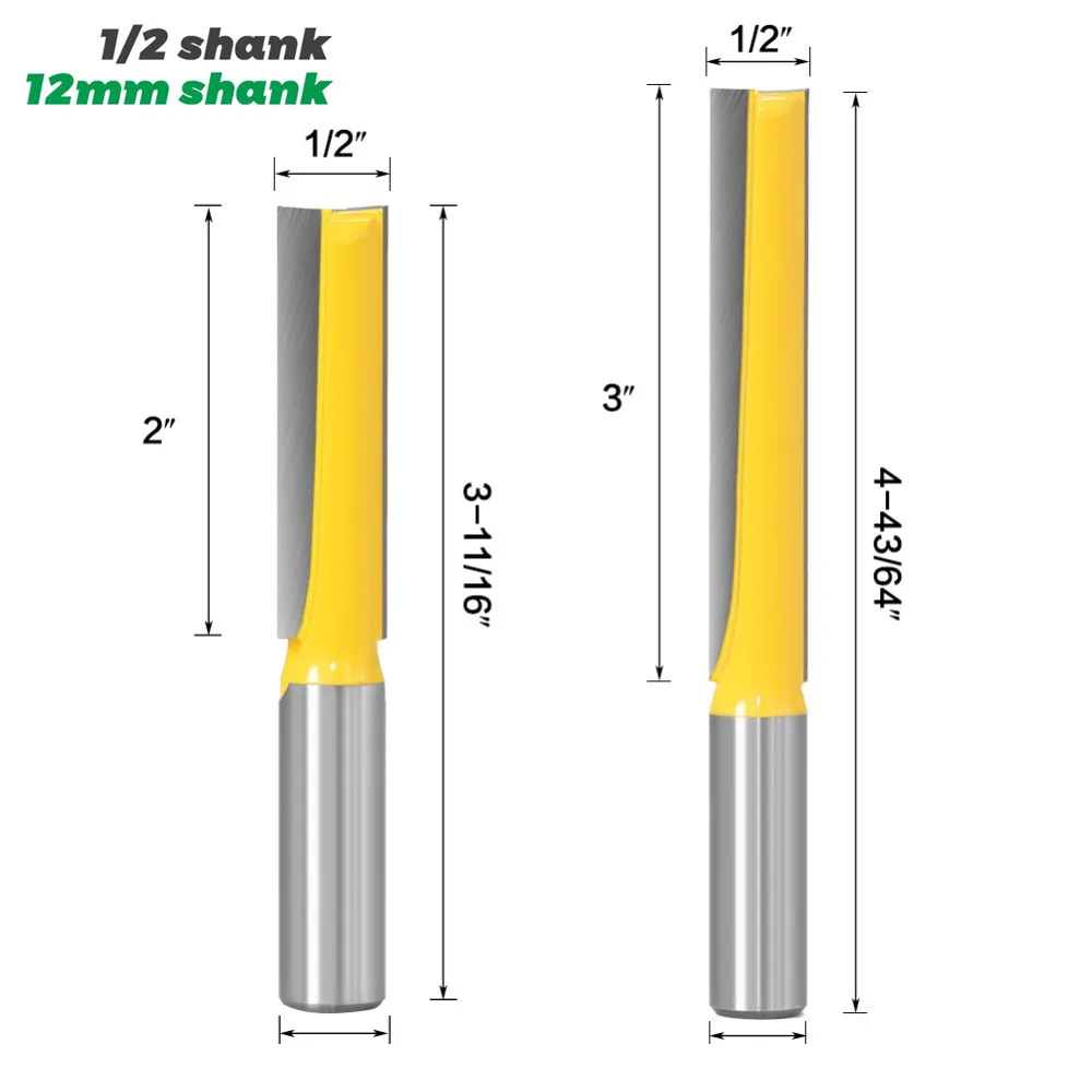 1PC 12mm 12.7mm Shank Straight/Dado Bottom Cleaning Router Bit 1/2&quot Diameter Tungsten Carbide Wood Cutting Tools | Инструменты