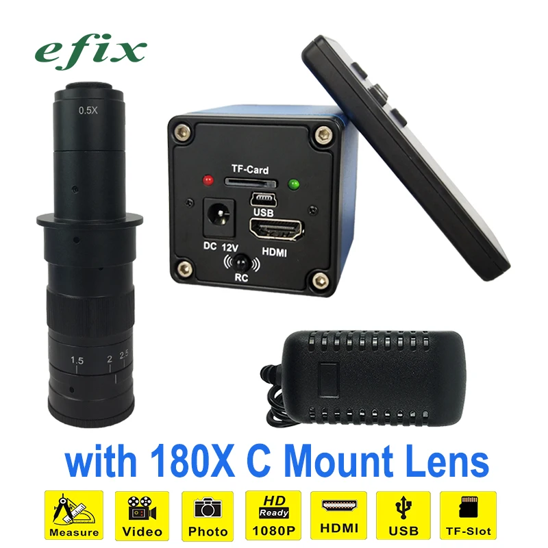 Цифровой видеомикроскоп с выходом HDMI USB TF 22MP камера + объектив креплением 130X/180X C