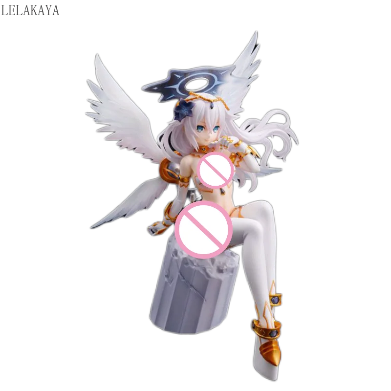 

22cm Hyperdimension Neptunia Choujigen Game Neptune Noire Black Heart White Wings Sitting Ver. PVC Action Figure Collection Toys