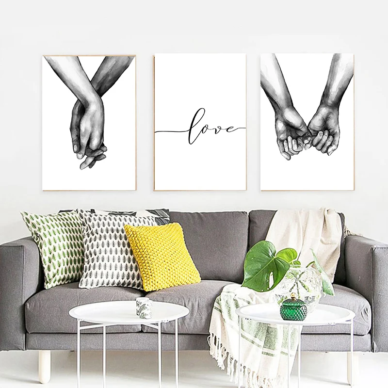 Минималистичный черно-белый холщовый принт в виде букв любовь Настенная