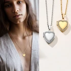 Ожерелье в форме сердца из нержавеющей стали, Женская фоторамка, ожерелье в форме любви, кулон, модный колье
