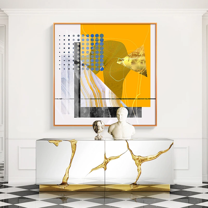 Абстрактная Золотая фольга холст живопись Современный художественный плакат