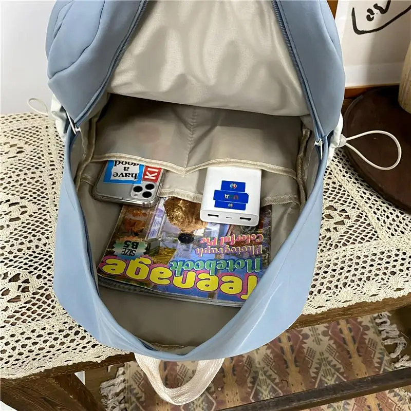 

DCIMOR New Waterproof Nylon Women Backpack Female Multi-pocket Insert Buckle Travel Bag College Girls Embroidery Badge Schoolbag