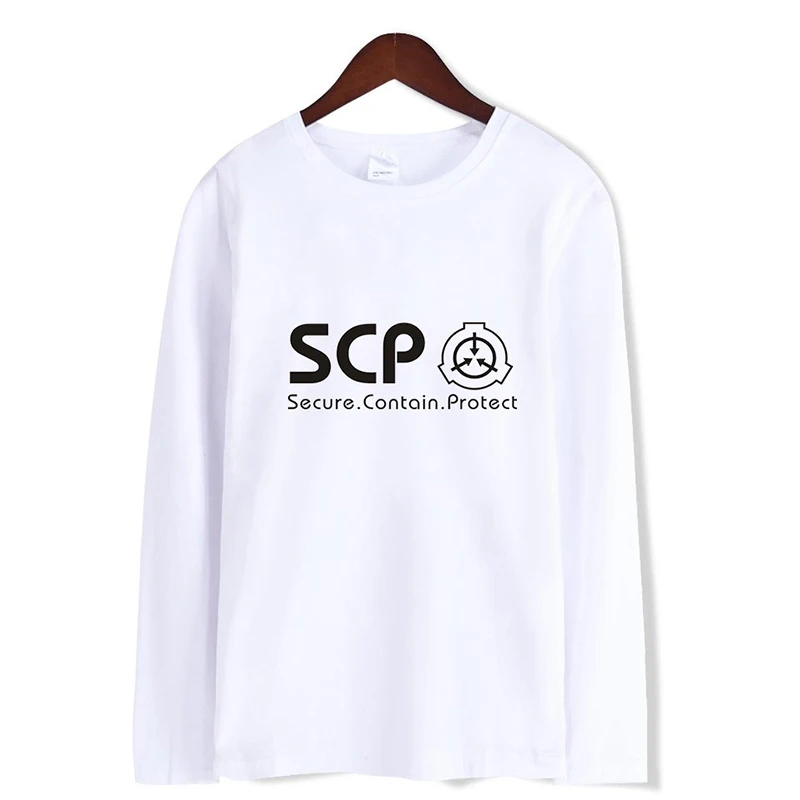 Весенне осенняя футболка Scp Foundation модная мужская и женская Повседневная с