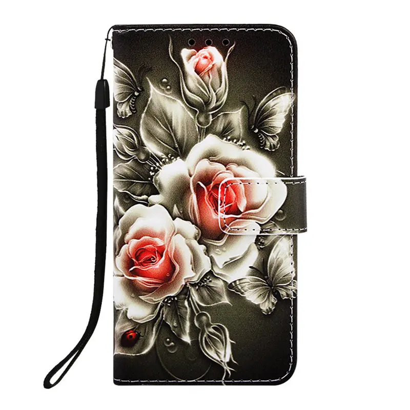 Black Backgroun Rose Ретро Бумажник чехол для телефона для samsung Galaxy A10 A20 A30 A40 A50 A70 M10 M20 M30 S8 J6 Plus кожаный бумажник кошка тигр лиса панда Капа E03Z - Цвет: Black Backgroun Rose