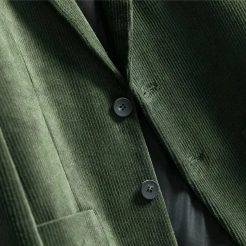 Nwe Вельветовая Мужская куртка одноцветная с двумя кнопками Мужской Блейзер для