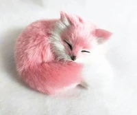 small cute real life sleeping fox model plasticfurs pink fox doll gift about 10cm xf2727