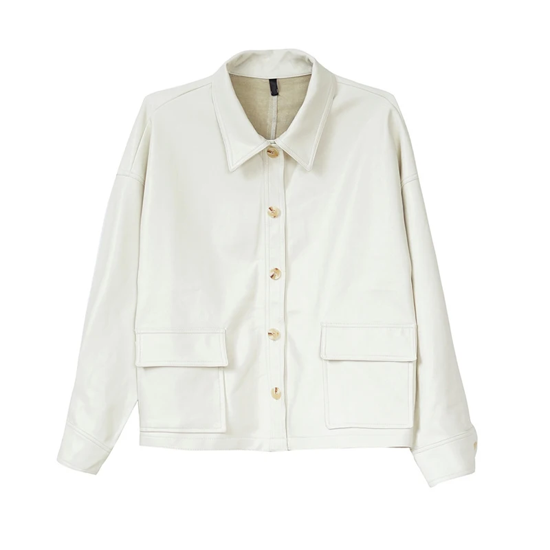 Куртка VSUE женская из искусственной кожи верхняя одежда на пуговицах с карманами