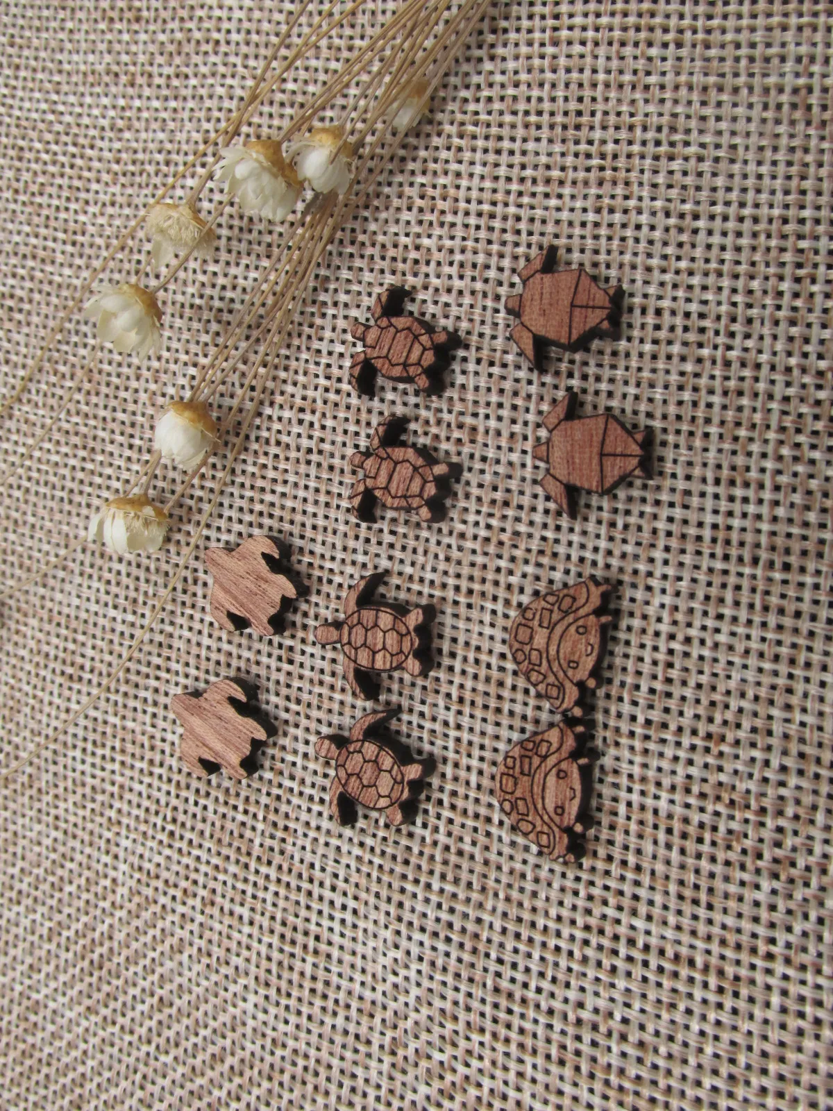 5 пар Мини Деревянный Кабошон лазерная резка заготовки дерево животное морская