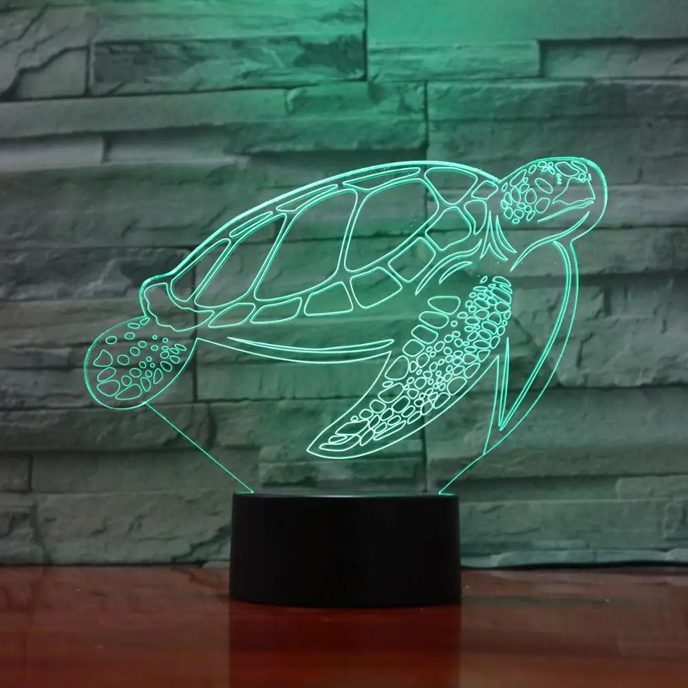 Creative Tortoise 3D Visual lamp Sea Turtles Table Lamp RGB Baby Sleeping 3D Night Light Atmosphere lamp change kids toys 1902