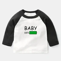funny baby 100 battery print tee baby long sleeve t shirts kids t shirt tops 0 2 years girls boys gift childs christmas present