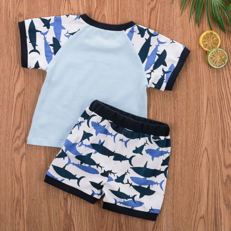 Комплект одежды для маленьких мальчиков 2019 г. Летние топы с короткими рукавами и