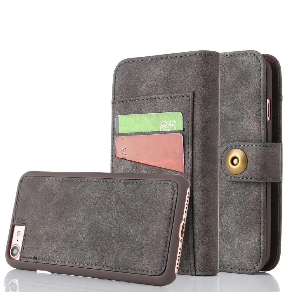 L-FADNUT Partition Flip Wallet Case For iPhone X Xr Xs Max Leather Capa 5 5S SE 6 6S 7 8 Plus 360 Protective Segment Cover | Мобильные