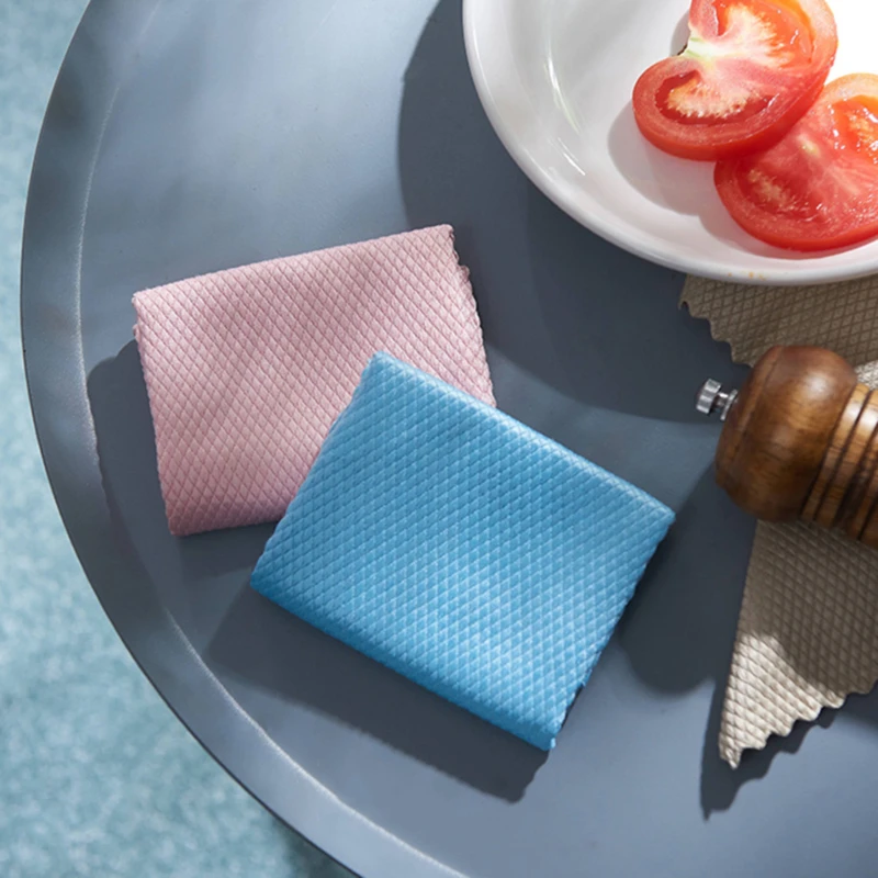 

5Pcs Kitchen Anti-Grease Wiping Rags Efficient Fish Scale Wipe Cloth Cleaning Cloth Home Washing Dish Cleaning Towel