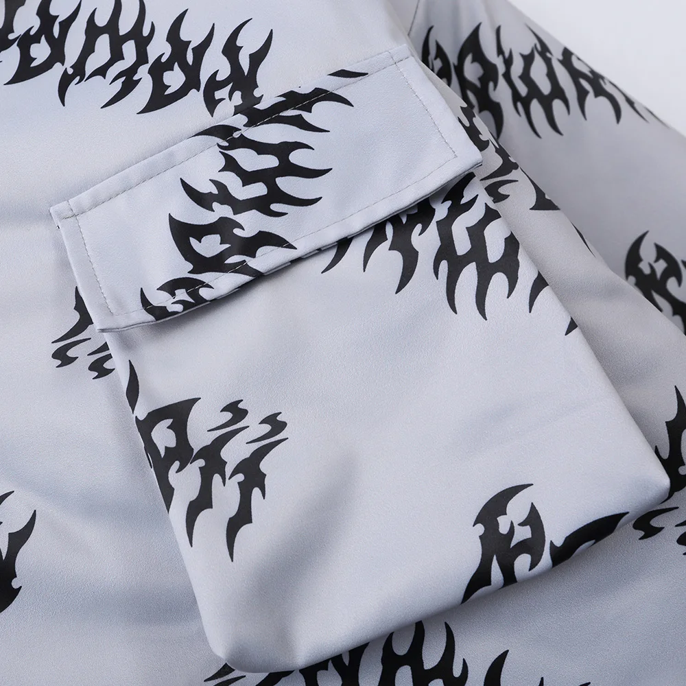 

Aolamegs Winter Jacket Men Punk Graphic Printed Multi-Pocket Cargo Coats Thick Warm Cotton Padded High Street Hipster Streetwear