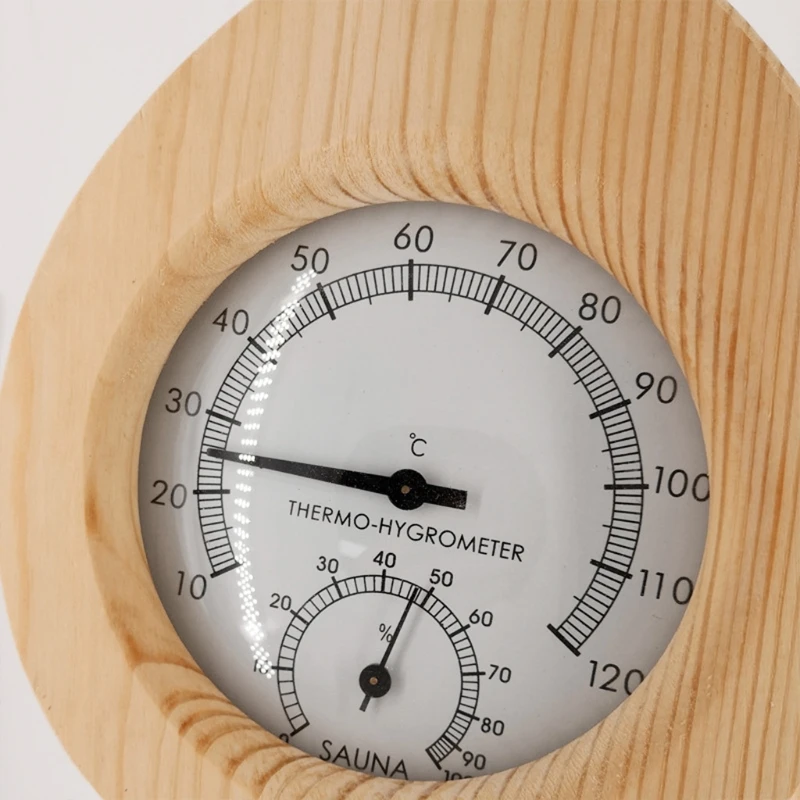 Sauna Room Accessories Wooden Temperature and Humidity Meter Dry Steam Solid Wood Display Water Drop Shape | Инструменты