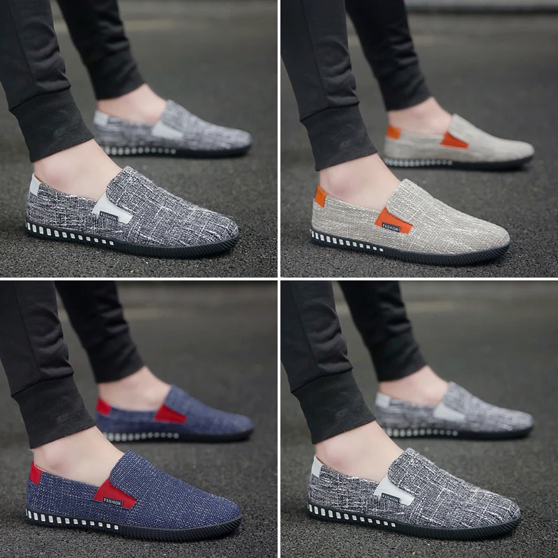 

Men's canvas shoes low top fashion versatile summer breathable flat shoes