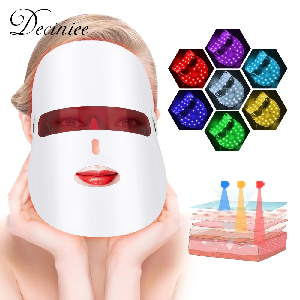 

LED Face Mask Light Therapy 7 Colors Light Therapy Facial Photon Beauty Device Facial Rejuvenation Wrinkles Reduction Anti-Aging