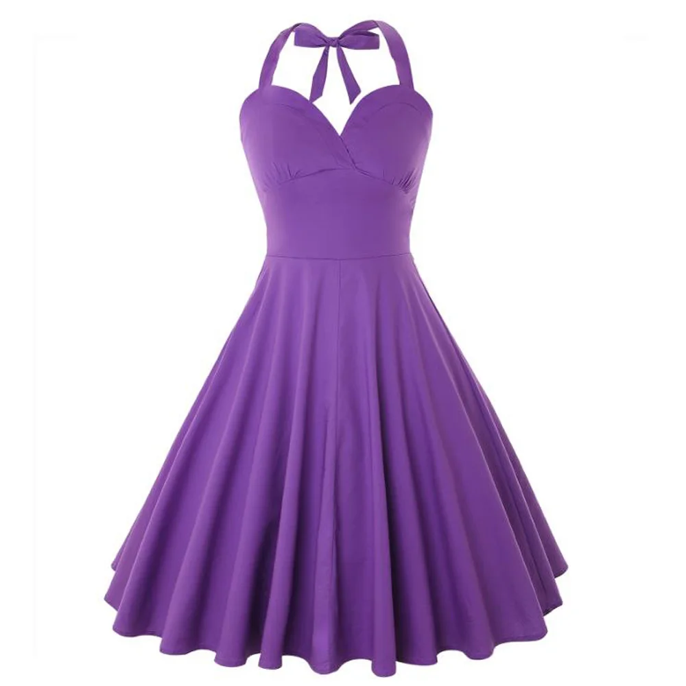 Элегантное однотонное красное платье женское без рукавов с лямкой на шее Одри