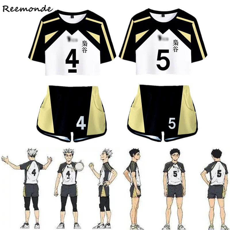 

Haikyuu! Костюм для косплея Bokuto Kotaro, одежда Haikyuu Akaashi Keiji, рубашка, шорты, спортивный топ, костюм, униформа для старшей школы для мужчин и женщин