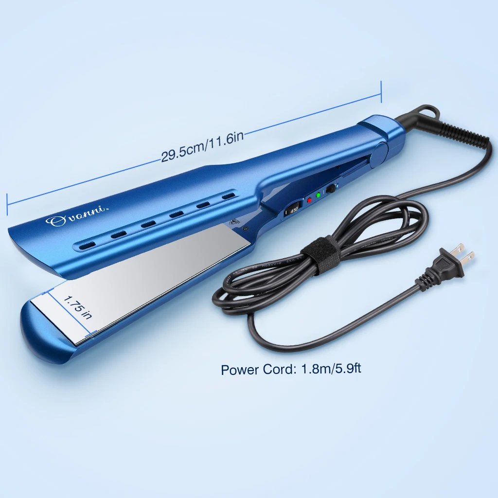 Blue UK Plug Ovonni нано титановый выпрямитель для волос 150-230 градусов Цельсия регулируемая температура 100-240 В двойное напряжение 1,75 дюйма Ширина - Цвет: Blue UK Plug