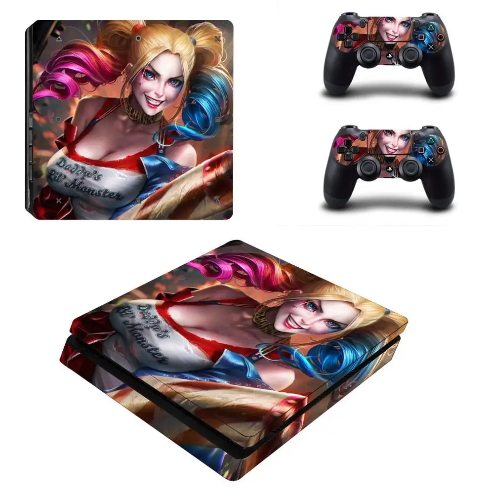 Harley Quinn PS4 Slim sticker s PS 4 тонкие виниловые наклейки для кожи Pegatinas playstation консоли и