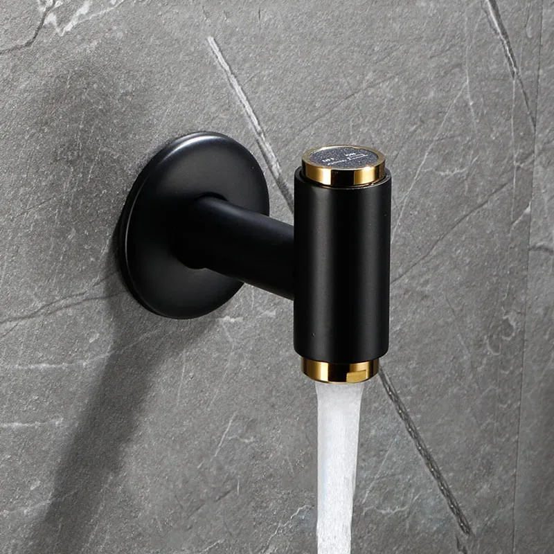 

Washing Machine Faucets Wall Mounted Bibcock Black and Gold Brass Material Outdoor Garden Faucet Washing Machine Tap Small Taps