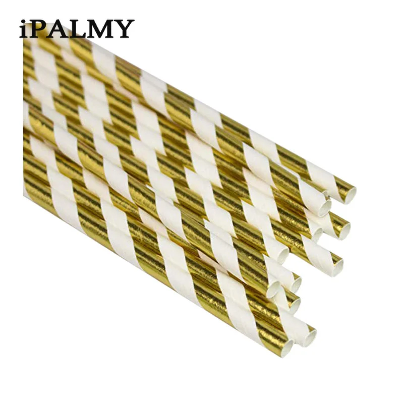 100 шт. экологически чистые биоразлагаемые полосатые соломинки ipalmay розовые