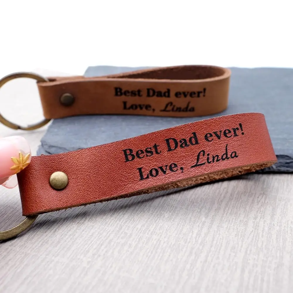 Персонализированный кожаный брелок с координатами подарок для мужчин