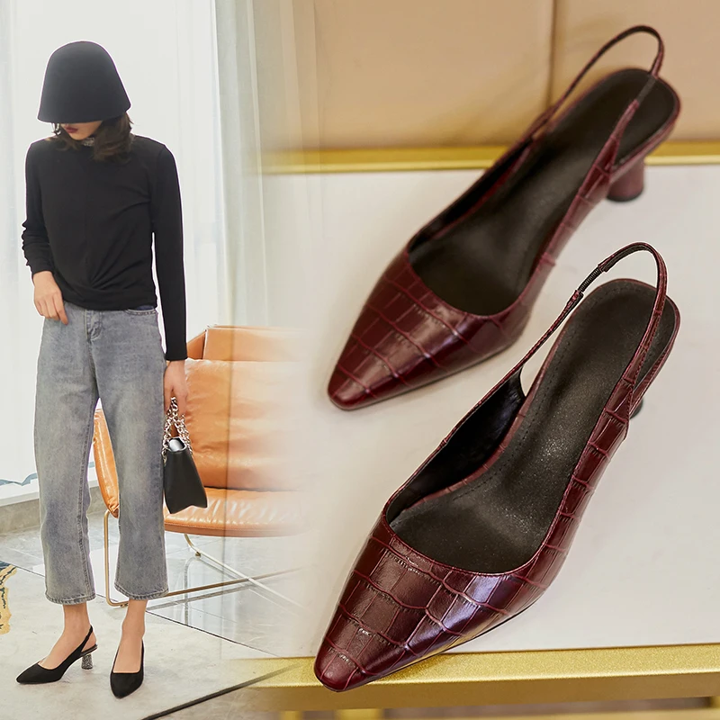 Женские босоножки из натуральной кожи размера плюс 22 26 5 см камни тиснение