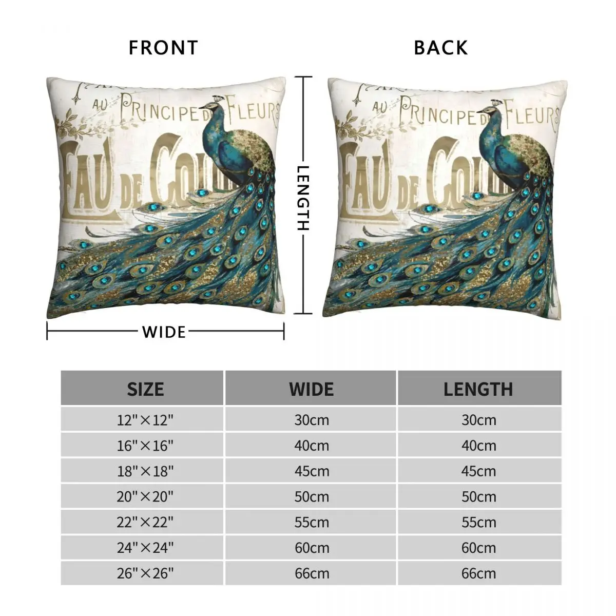 Чехол с изображением павлиньих украшений квадратной подушки из полиэстера и