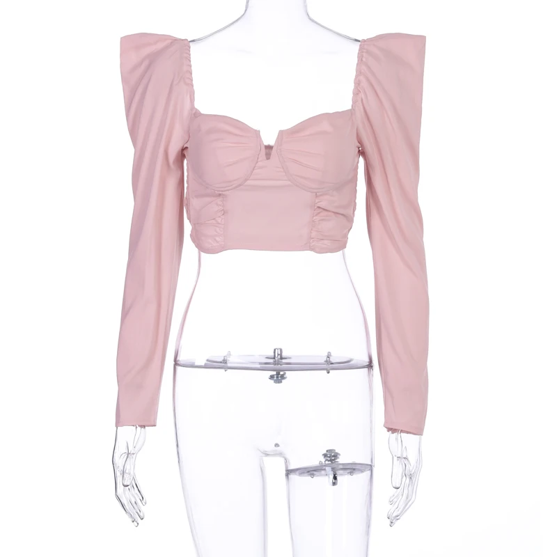 Hugcitar длинным рукавом лонгслив с v-образным вырезом сексуальные кроп-топы волчки на осень-зиму женское уличная одежда футболки Клубные Вечерние наряды для нового года