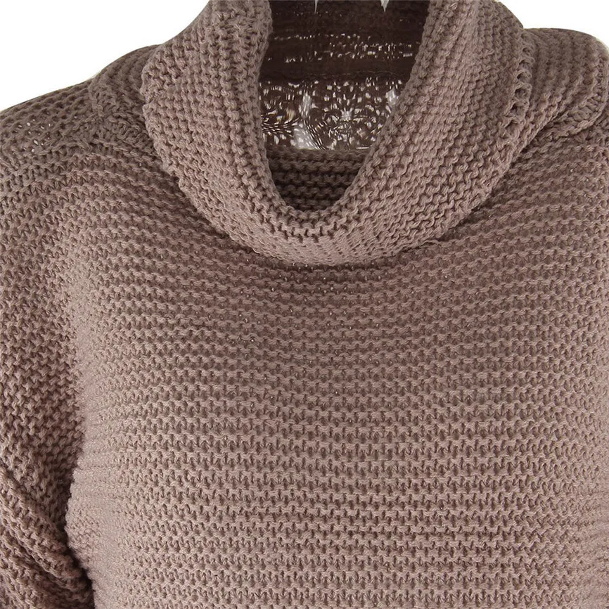 Водолазка свитер женский длинный рукав свободный высокий воротник вязаный