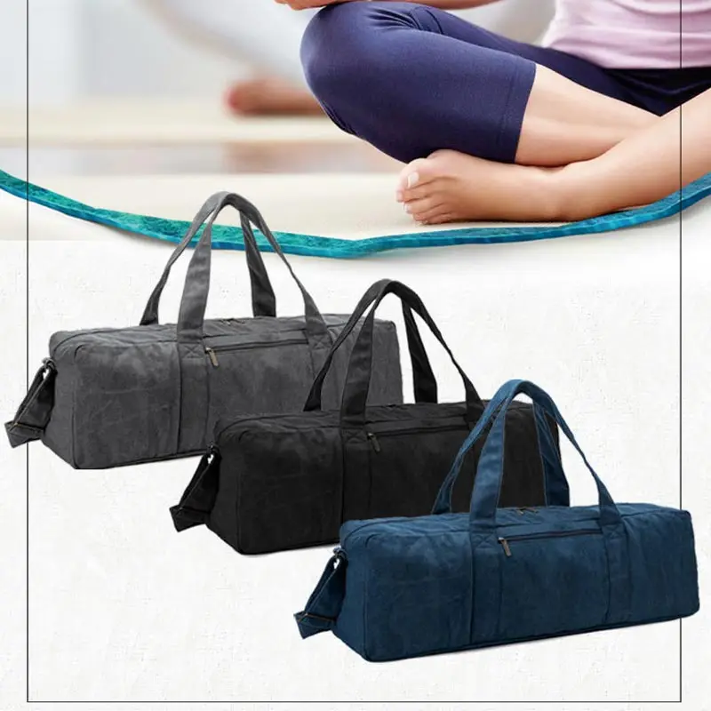 Canvas Yoga Mat Bag Fitness Gym Bags For Women Training Gymtas Sports Tas Shouder Pilates Carrier Solid XA24WA | Спорт и развлечения