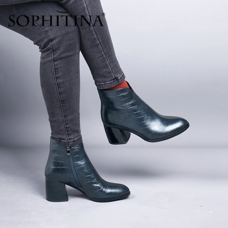 Женские ботильоны на молнии SOPHITINA элегантные удобные ботинки из овечьей кожи с
