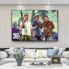 Постер классического фильма Grand Theft Auto V, настенная Картина на холсте GTA, 5 плакатов, принты для гостиной, спальни, украшение для дома