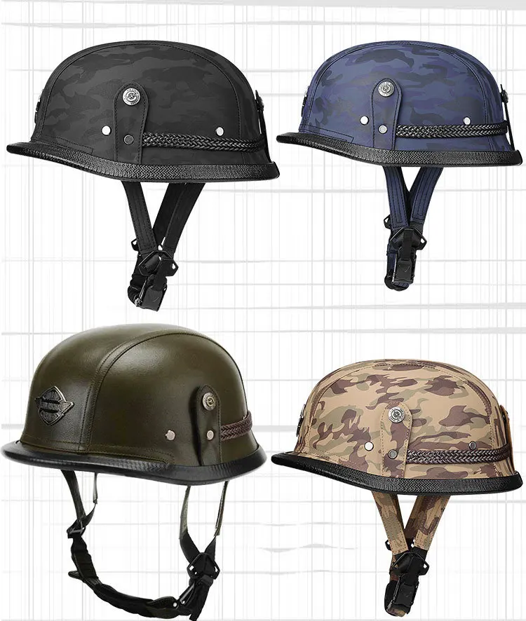 

Retro half helmet Harley motorcycle helmet half covered electric vehicle helmet plus large German helmet for men and women