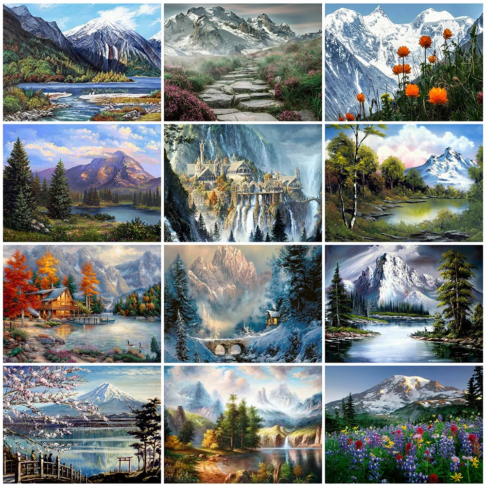 

5D Diy Paint Landscape Diamond Wall Art Moutain Embroidery Diamond Kit Jewel Cross Stitch Arts and Crafts Kit for Adult