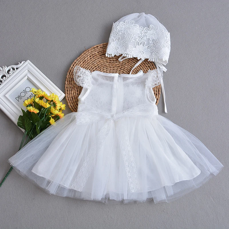 Платье для маленьких девочек крещения новорожденных кружевные наряды белая