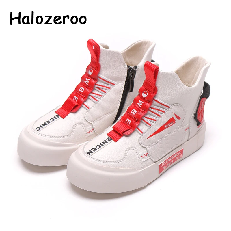 Новые зимние детские спортивные кроссовки высокие из натуральной кожи Теплые