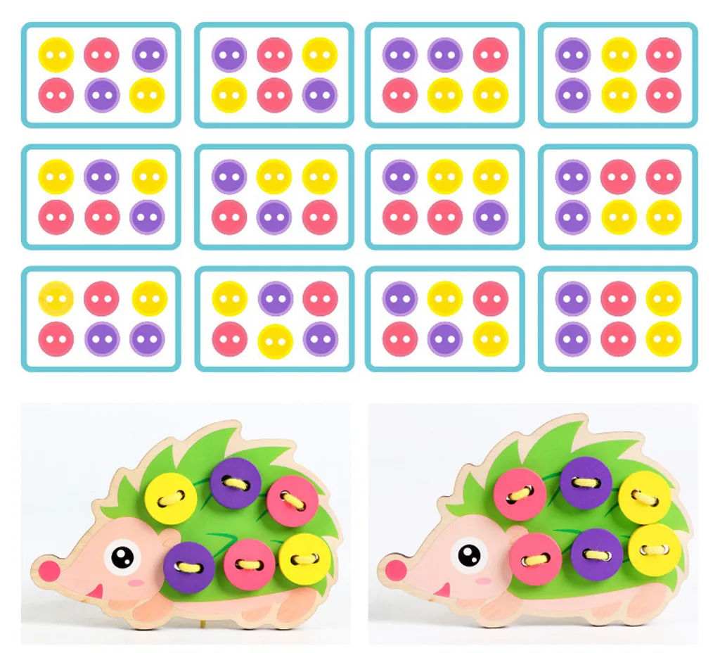 Wooden Threading Button Early Learning Educational Handheld Games For Toddlers Kids Toys Children Игрушки | и хобби
