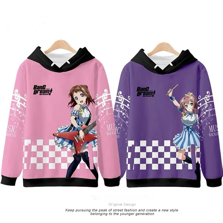 

2021 Kawaii Cute BanG Dream! Толстовка с капюшоном и длинным рукавом для мужчин и женщин