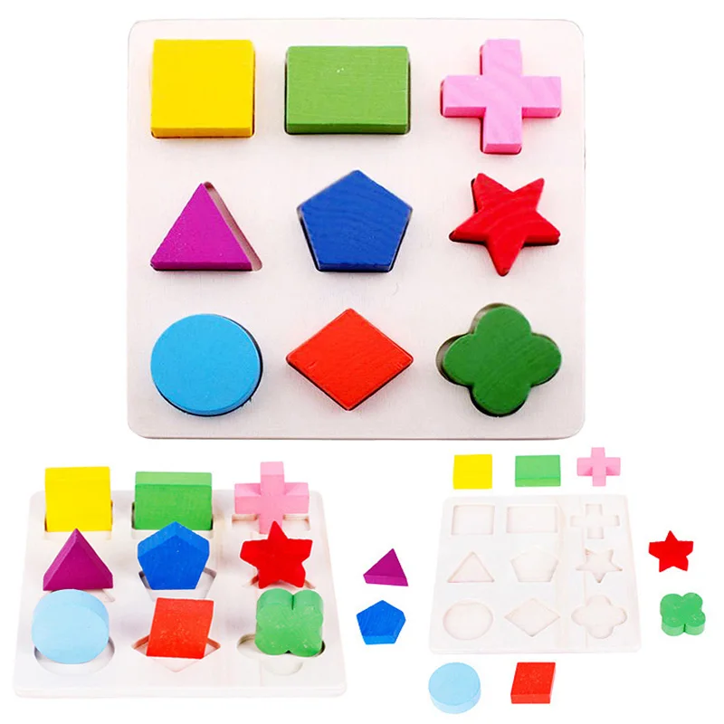 

1Set Kids Wooden Puzzles Early Learning Educational 3D Jigsaw Puzzle Cognitive Plate Brain Games Puzzles Toys For Children