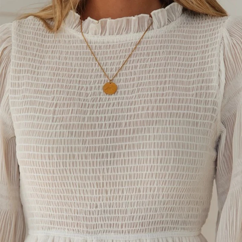 

Long Sleeved Ruffled Collar White Chiffon Casual Dress Women's Fashion Sexy Elegant Dresses Female 2019 Autumn Plus Size Dress