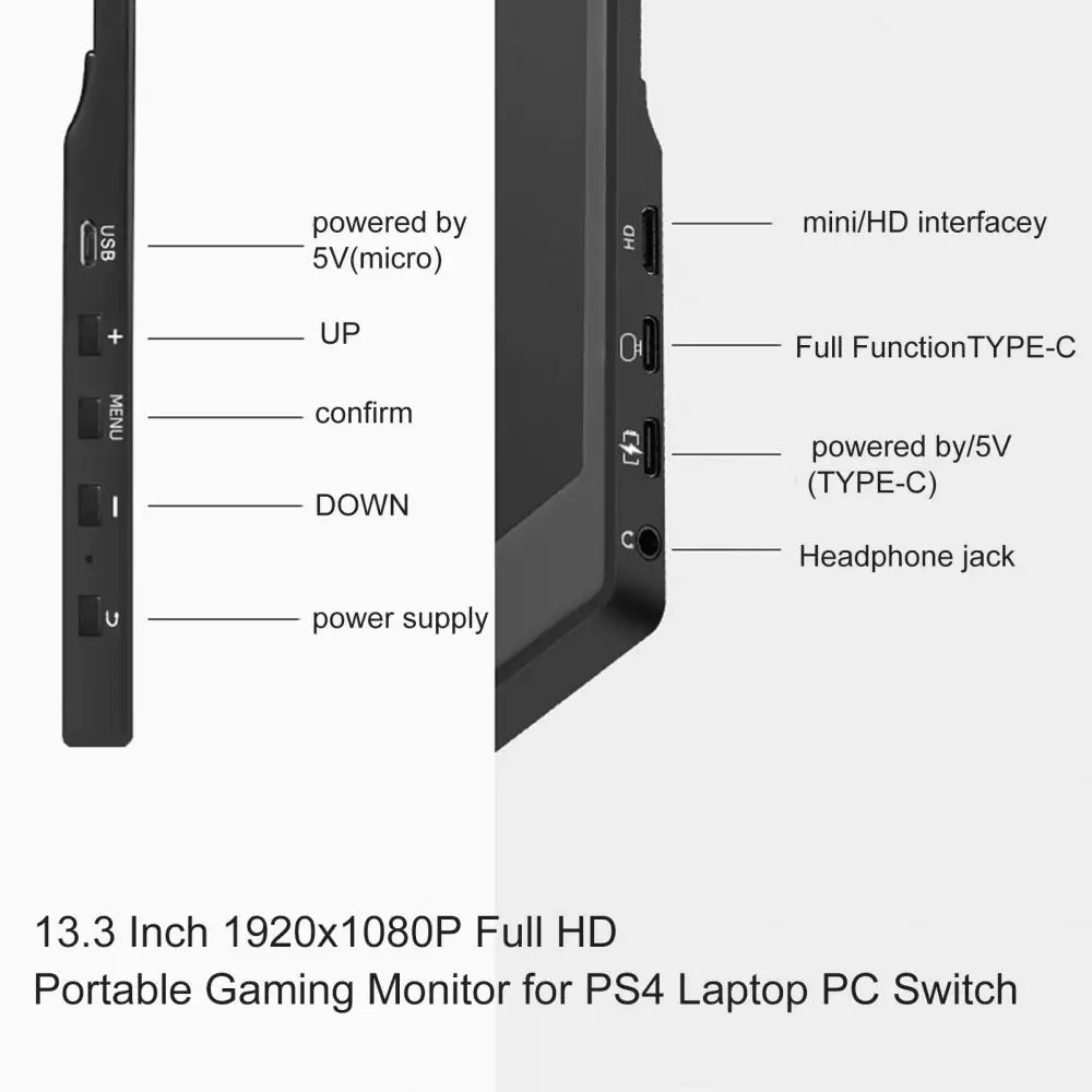 Портативный IPS-дисплей 15 6 дюйма 1080P HDMI-совместимый USB-C для ПК Xbox PS4 Switch | Компьютеры