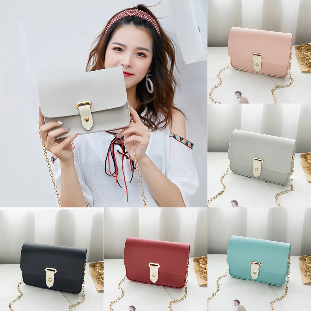 Женская сумка на плечо для телефона через модная однотонная с крышкой простая